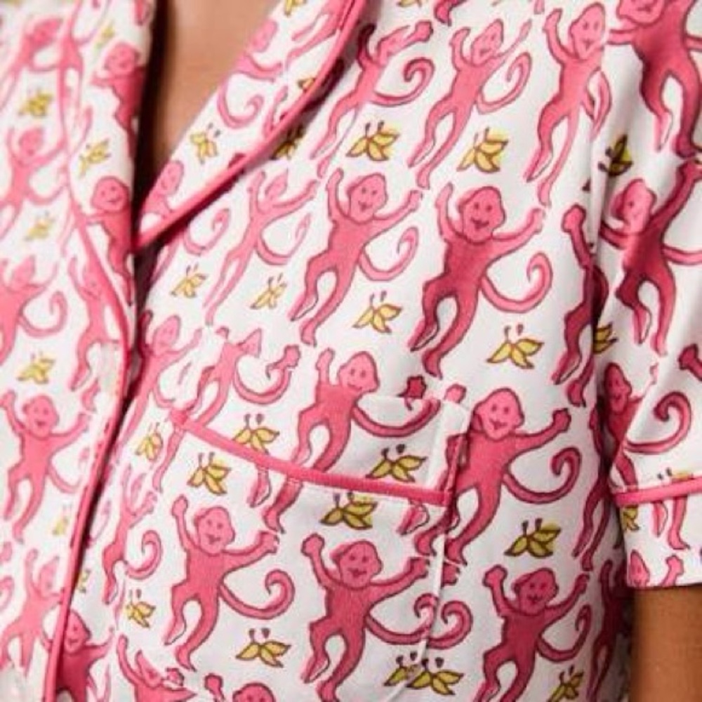 Pink Monkey Roller Rabbit Polo Pajama Top